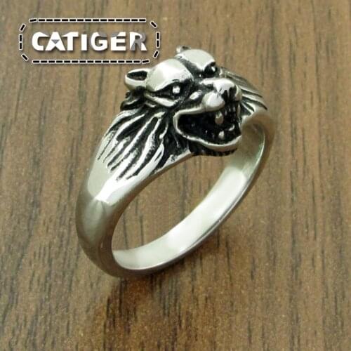 Free Shipping Punk 316L Stainless Steel Viking Wolf Head Ring For Golden Plated Animal North European Wolf Ring Jewelry
