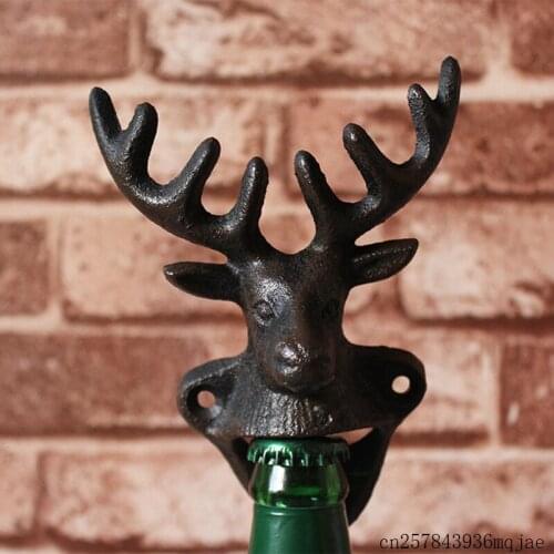 4pcs Cast Iron Deer Bottle Openers Cabin Lodge Decoration Beer Bar Pub Club Home Wall Mount Openers Rust Vintage Antique Style