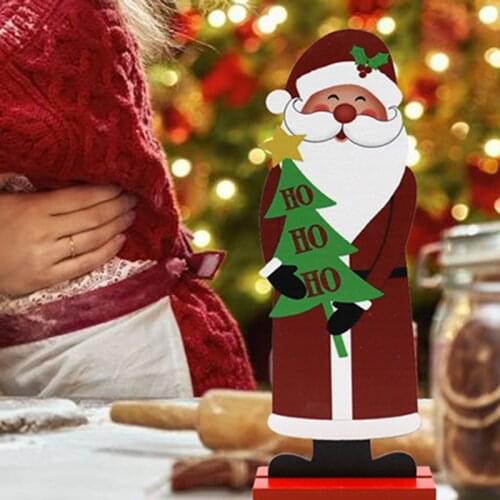 Santa Claus Snowman Elk Wood Craft Christmas Xmas Table Ornament Noel Christmas Decoration For Home Natal Gift 2021 New Year