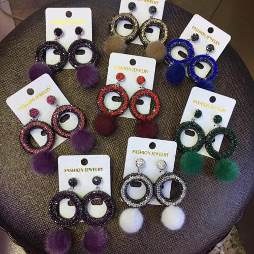 DIY 2017 Fashion Gems Stone Drop Earrings, Many Colors for Choice, Crystal Round USA Women Eardrop Cingesto factory supplier