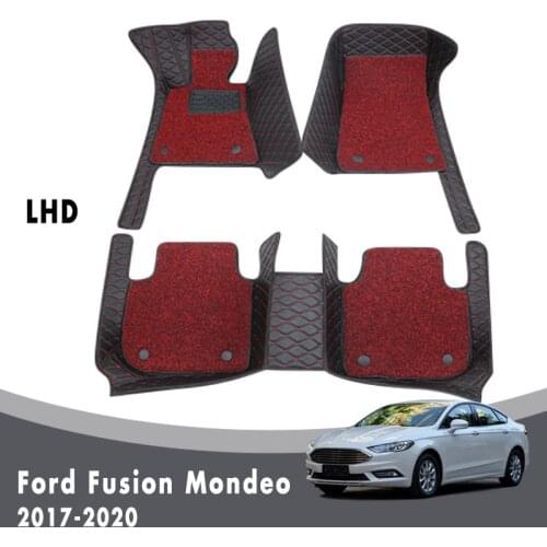 For Ford Fusion Mondeo 2020 2019 2018 2017 Car Floor Mats Luxury Double Layer Wire Loop Interior Waterproof Leather Carpets
