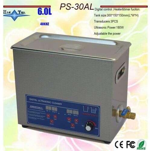Hot sale PS-30AL Adjustable power70-180W Ultrasonic Cleaner 6L cleaning Equipment Stainless Steel free basket