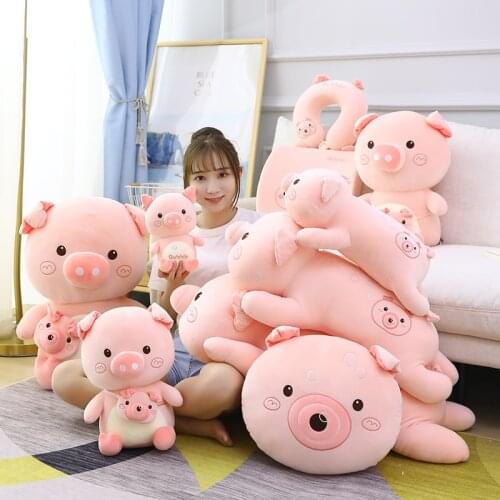 Cute Pig Toys Lovely Soft Stuffed Piggy Plush Doll Kawaii U Pillow&Backrest for Children Kids Girl High Quality Birthday Gift
