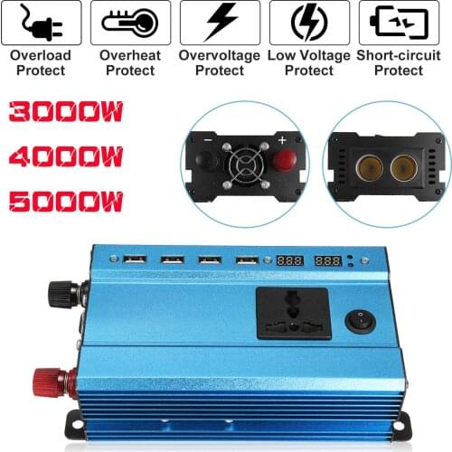 Solar Inverter DC 12V 24V to AC 110/220V 3000W 4000W 5000W Inverter Voltage Transformer Converter LED for Car Home