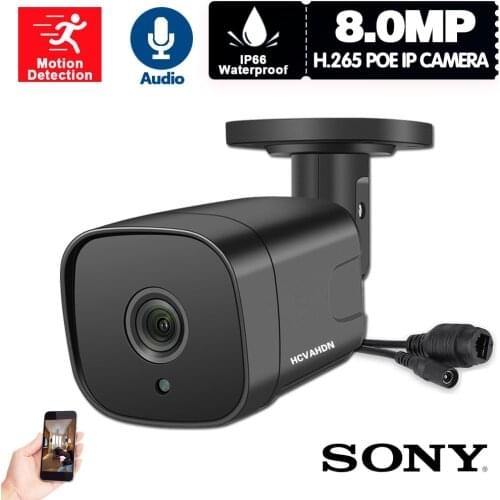 4K CCTV POE IP Security Camera 8MP Outside Street Waterproof Motion Detection Bullet Video Surveillance Camera Black ONVIF H.265