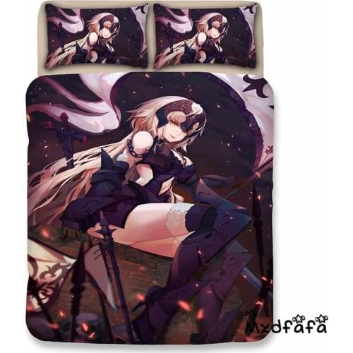 Mxdfafa Cartoon Fate Grand Order Duvet Cover Sets 3D Bedding Set Manga Comforter Bedding Sets with 1 Duvet Cover + 2 Pillowcases