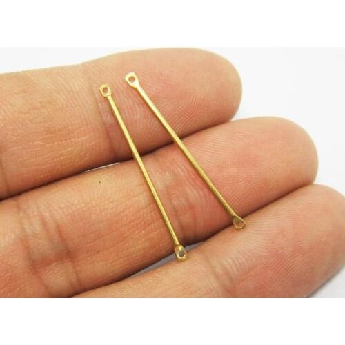 Brass charms 30x1mm Raw brass Bar stick connector Necklace findings -200pcs R749