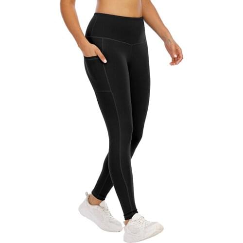 SALSPOR Women Yoga Pants Pocket Fitness Push Up Trainning Sportwear Stretchy Gym Leggings Solid Running Sport Leggings Female