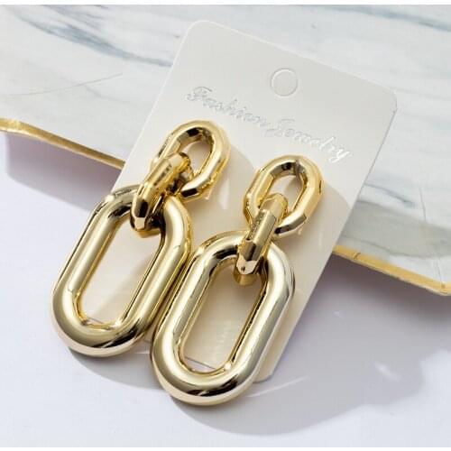 Fashion Vintage Luxury Oval Earrings For Women Gold Metal Statement Big Hanging Earrings 2021 Trend Party Female Modern Jewelry