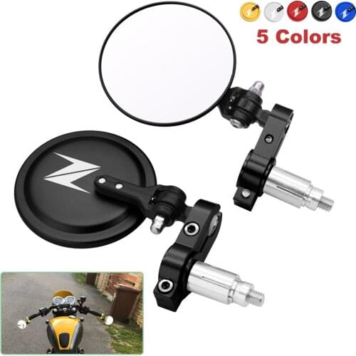 Motorcycle Mirrors 3 Inch Round Folding Bar End Side Mirror for Kawasaki Z800 Z650 Z900 Z1000 Z1000R Z1000SX Z900RS White Glass