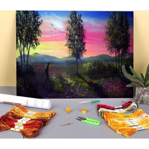 Natural Scenery Evening Shadows Printed 11CT Cross Stitch Embroidery Kit DMC Threads Handiwork work Craft Handmade Design