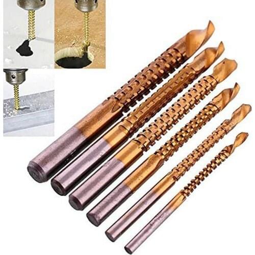 6pcs/set Cobalt Drill Bit Set Spiral Screw Metric Composite Tap Drill Bit Tap Twist Drill Bit Set Multi-function Metal Specia