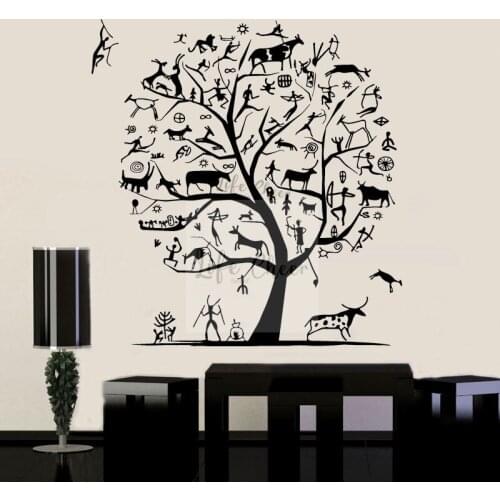 Animals Elements Tree Wall Art Decal Ancient Living Way Wall Sticker Home Decoration Cattle Sheep Wallpaper Vinyl Tree Art AC082