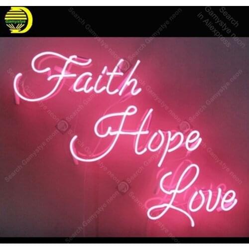 Faith Hope Love Neon Sign Handmade neon light adornment Decorate Home Bedroom Iconic Art Neon Lamp with Clear Board lamp Artwork