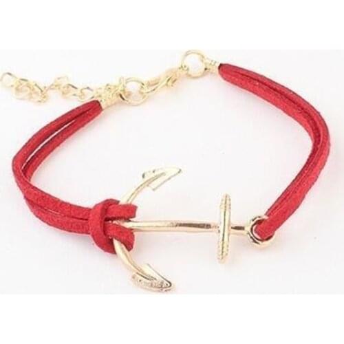 New fashion personalized anchor Bracelet single layer hand woven leather bracelet for women