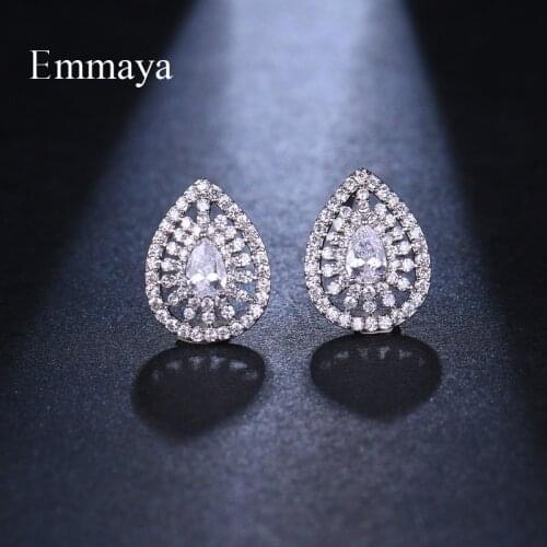 EMMAYA Charming Water Shape Stud Earring Cubic Zircon Hollow Out Style Female First Choice Fashion Ornament Colorful Jewelry