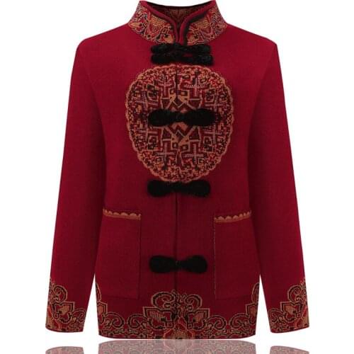 Autumn and winter coats for elderly women Chinese vintage Futu sweater Old lady chinese clothes Thick warm cardigan Plus Size