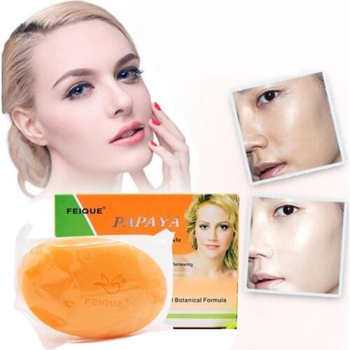Handmade Whitening Soap Original Papaya Skin Lightening Soap Bleaching Glycerin Soap Deep Cleaning Brighten Face Cleansing