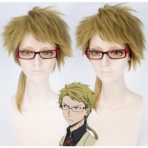 Bungo Stray Dogs Doppo Kunikida Wigs Light Brown Heat Resistant Syntehtic Hair Cosplay Wig + Wig Cap