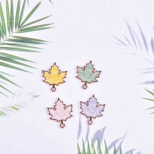 10pcs 22*18MM Drip Oil Maple Leaf Enamel Charms Alloy Leaves Dangle Pendants DIY Earring Bracelet Jewelry Accessories FX512