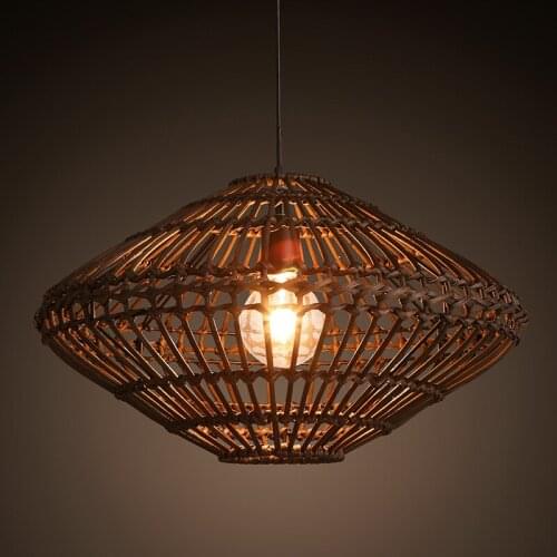 Southeast Asia Vintage Country Chinese Style Bamboo Wicker Rattan Pendant Lamp Restaurant Teahouse Home Decor Lighting Fixture
