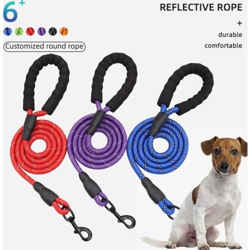 Pet Leash Reflective Strong Dog Leash 1.5M Long with Comfortable Padded Handle Heavy Duty Training Durable Nylon Rope Leashes