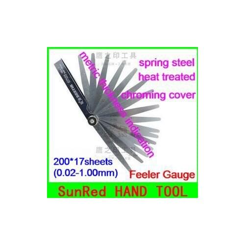 BESTIR taiwan made whole heat treated spring steel Metric Feeler Gauge 200*17PCS(0.02-1.00mm) NO.07526 freeshipping