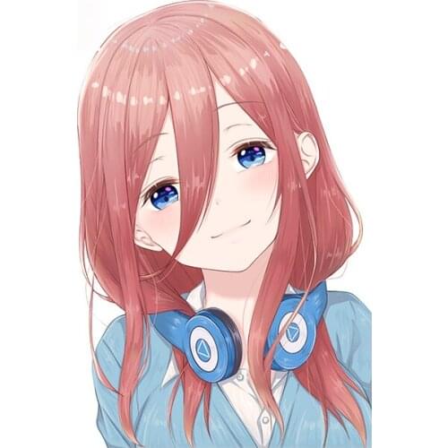 Personality Miku Nakano Anime Girl Car Sticker Waterproof Sunscreen Decal Windshield Laptop Car Door Protector Apply To Car Door