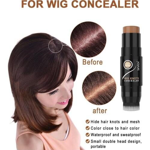 Sevich 2In1 Wig Knots Healer Wig Lace Tint Stick with Brush Lace Dyeing Pen Sweatproof Hairline Coloring Hide Stick 4 Color