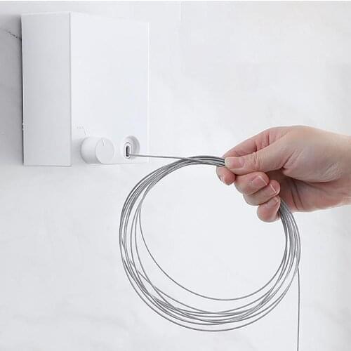4.2M Length Indoor Invisible Clothesline Retractable Laundry Wall Hanging Stretch Washing Clothes Line