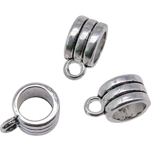 WYSIWYG 10pcs 10x8x5mm Beads Bails Charm Pendants For Jewelry Making Antique Silver Color Beads Bails Pendants Charm Beads Bails