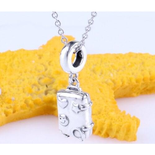 S925 Sterling Silver Suitcase Fashion Pendant Diy Bracelet For Girlfriend