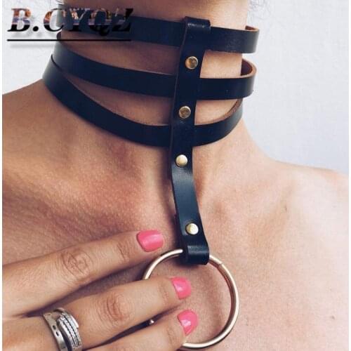 Harness Collar Bondage Leather Belts For Women Rave Pastel Goth Pole Dance Bdsm Collar Leather Choker Harness Belt Bondage Arnes