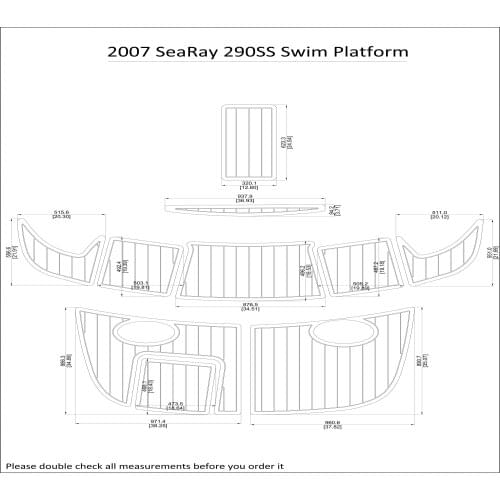 2007 SeaRay 290SS Swim Platform Pad Boat EVA Teak Decking 1/4" 6mm
