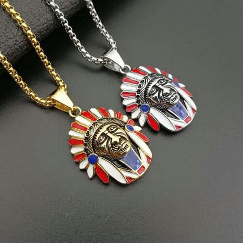 316 Stainless Steel Pendant Hip Hop Hiphop Jewelry Indian Chief Pendant