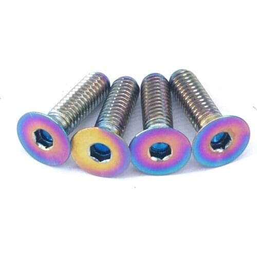 4 PCS M4x14mm Rainbow GR5 Titanium Countersunk Screw Allen Socket For Bicycle