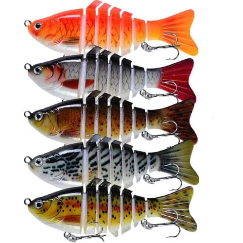 5pcs Winter Fishing Gear Bionic Multi-section Swim Hard Bait10cm 15.5g Artificial Wobbler Rotating Trolling Pike Carp Crank Lure