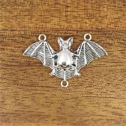 5pcs Glamour Bat Metal Handmade Vintage Pendant,Tibet Silver color Ornament,DIY Bracelet Necklace 47*29mm