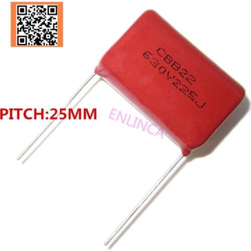 5pcs 630V 2.2UF 225J Pitch 25mm 4.7UF 475J PITCH 630V 5% DIP CBB Polypropylene film capacitor