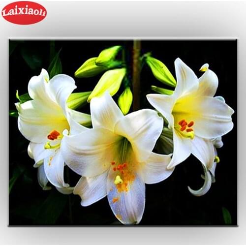 5D round square diamond embroidery plant lily Diy full sets diamond painting Cross Stitch mosaic pictures rhinestones Decoration