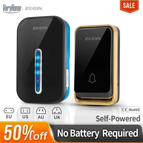 ZOGIN Wireless Doorbell Smart Door Bell Home Waterproof Cordless Ring Dong Chime House Call 220V timbre casa calling button