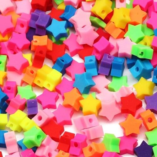 50/100pcs Mixed Colorful Five-pointed Star Shape Polymer Clay Beads Loose Spacer Beads For Jewelry Making DIY Bracelet Supplies