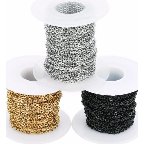 LOULEUR 10yards/roll 1/1.5/2/2.5/3mm Stainless Steel Necklace Chains Bulk Fit Necklaces Bracelets Link Chain Jewelry Making