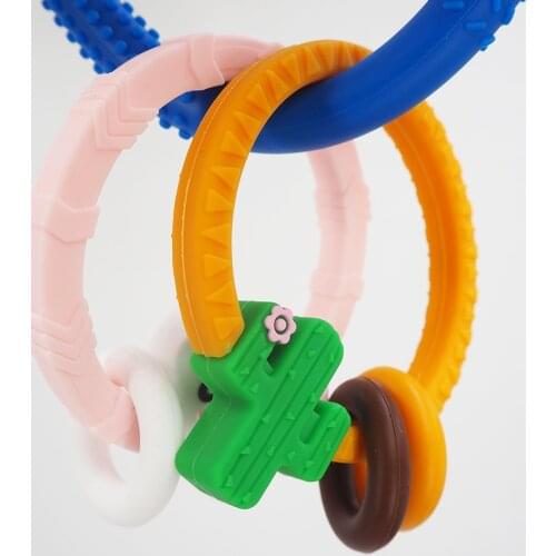 Chenkai 10PCS BPA Free Silicone Ring Teether Pendant Nursing DIY Baby Shower Pacifier Dummy Teether Sensory Toy Accessories