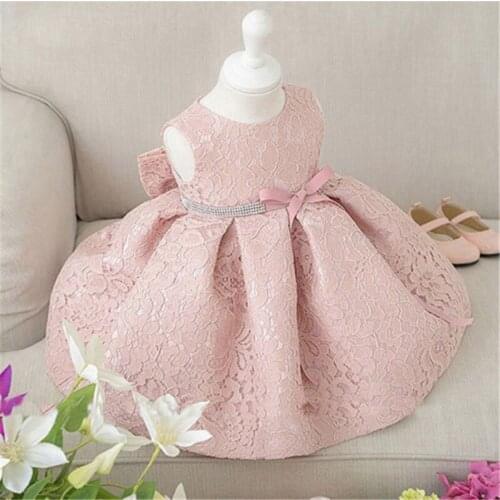 New Kids Flower Girl Dress Gown Formal Baby Lace Wedding Party Dresses Kids Dresses For Girls Sleeveless Cotton O-neck