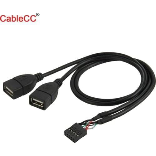 Jimier CY Cable 10 Pin Motherboard Female Header to Dual USB 2.0 Female Adapter Cable 50cm