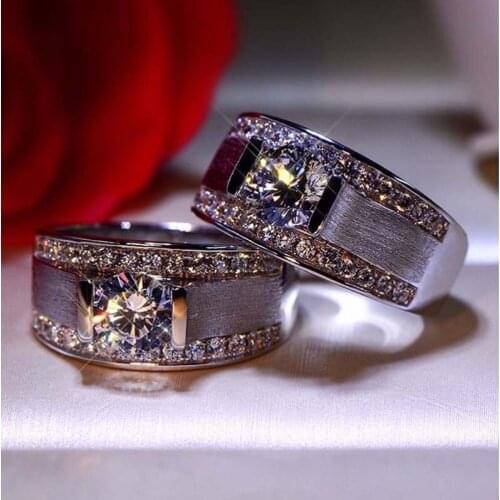 925 sterling silver Moissanite 3EX cut embedded inlaid fine polished feel delicate opening adjustable mens ring gentleman style