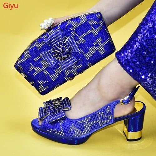 Doershow African Women Matching Italian Design Shoe and Bag Set for Wedding Italian Shoes with Matching Bag Italy! HLC1-14