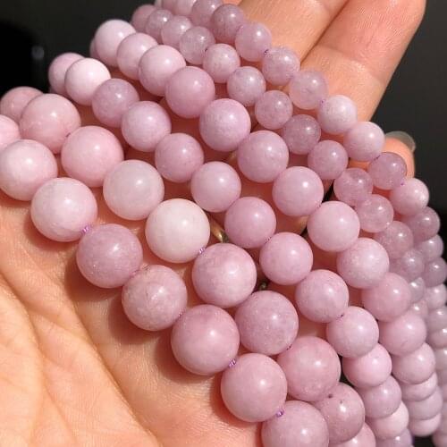 Natural Stone Purple Kunzites Beads Round Loose Spacer Spodumene Stone Beads For Making Jewelry Chalcedony Diy Bracelet Necklace