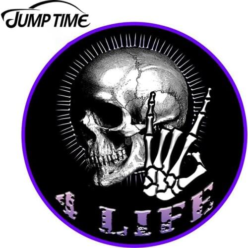 Jump Time 13 x 13cm Metal 4 Life Purple Skull Car Stickers Waterproof Motorcycle Decal Windows Personality Cartoon Decoration
